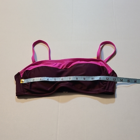 Kona Sol Women's Pink And Purple Color-block Bandeau Bikini Top Size Medium 8/10 - Picture 4 of 7